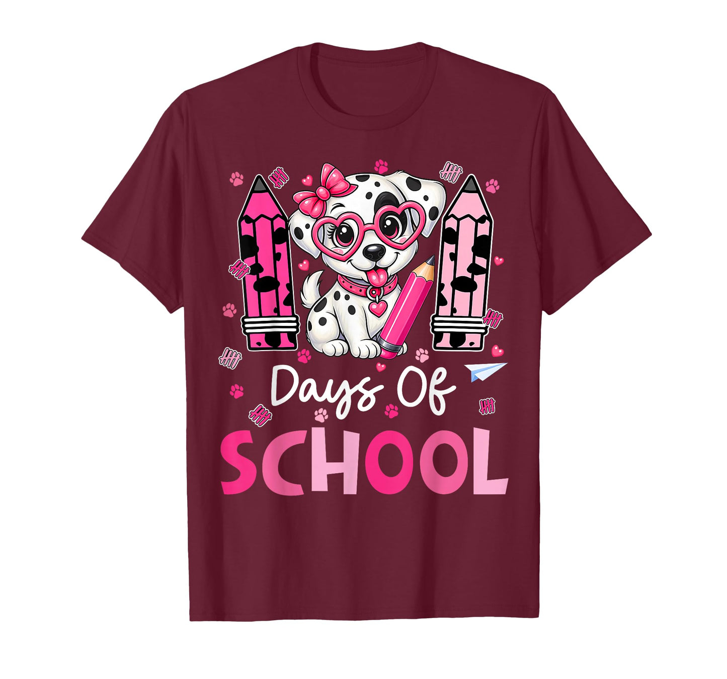100 Days of School Cute Dalmatian Dog Teachers Girls Kids T-Shirt