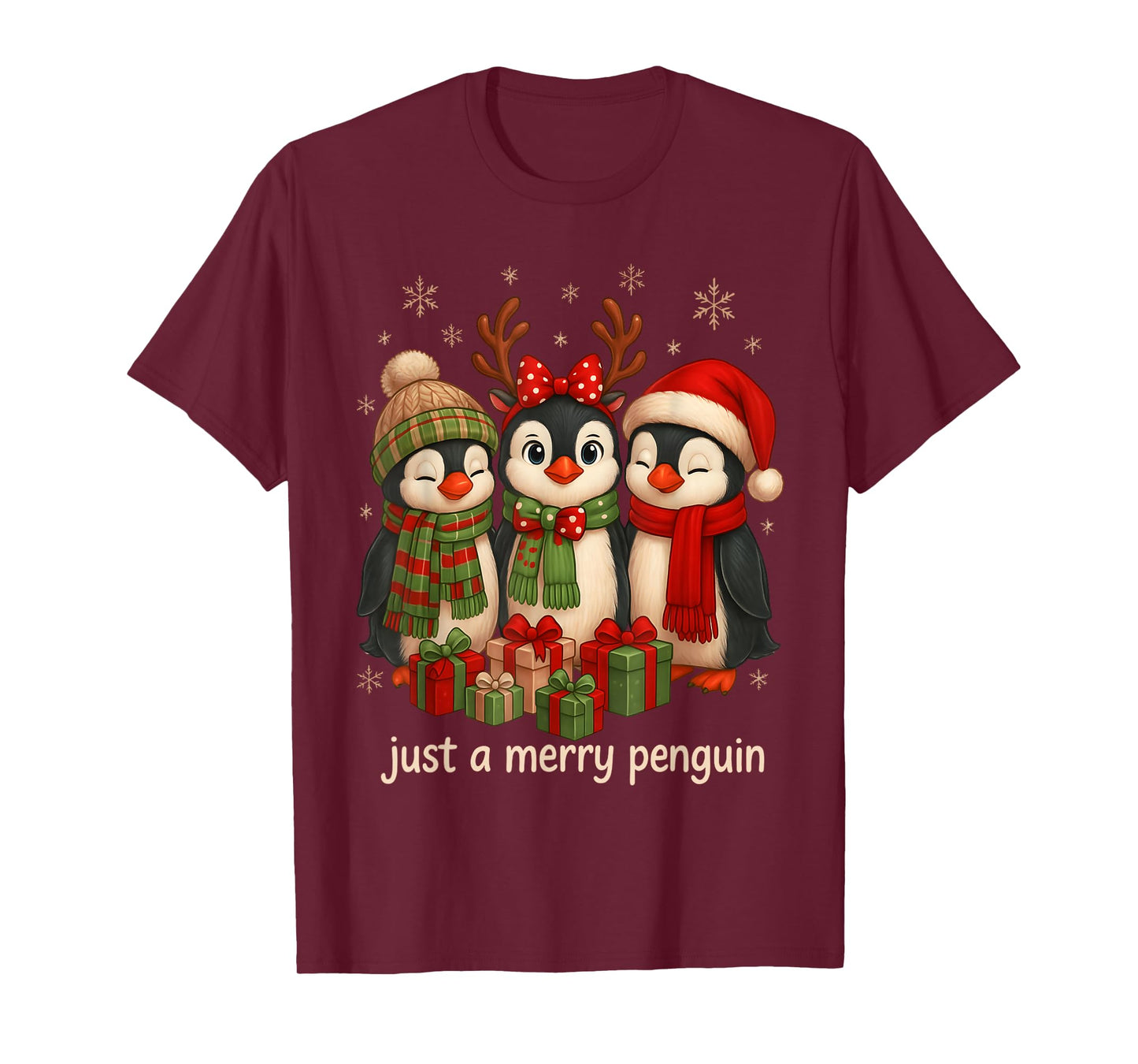 Cute Penguin Christmas Just A Merry Penguin Xmas Holiday T-Shirt