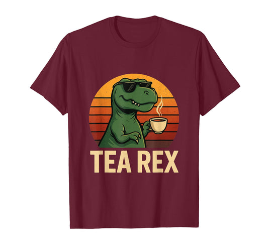 Tea Rex Funny Dinosaur Retro T-Rex with Sunglasses T-Shirt