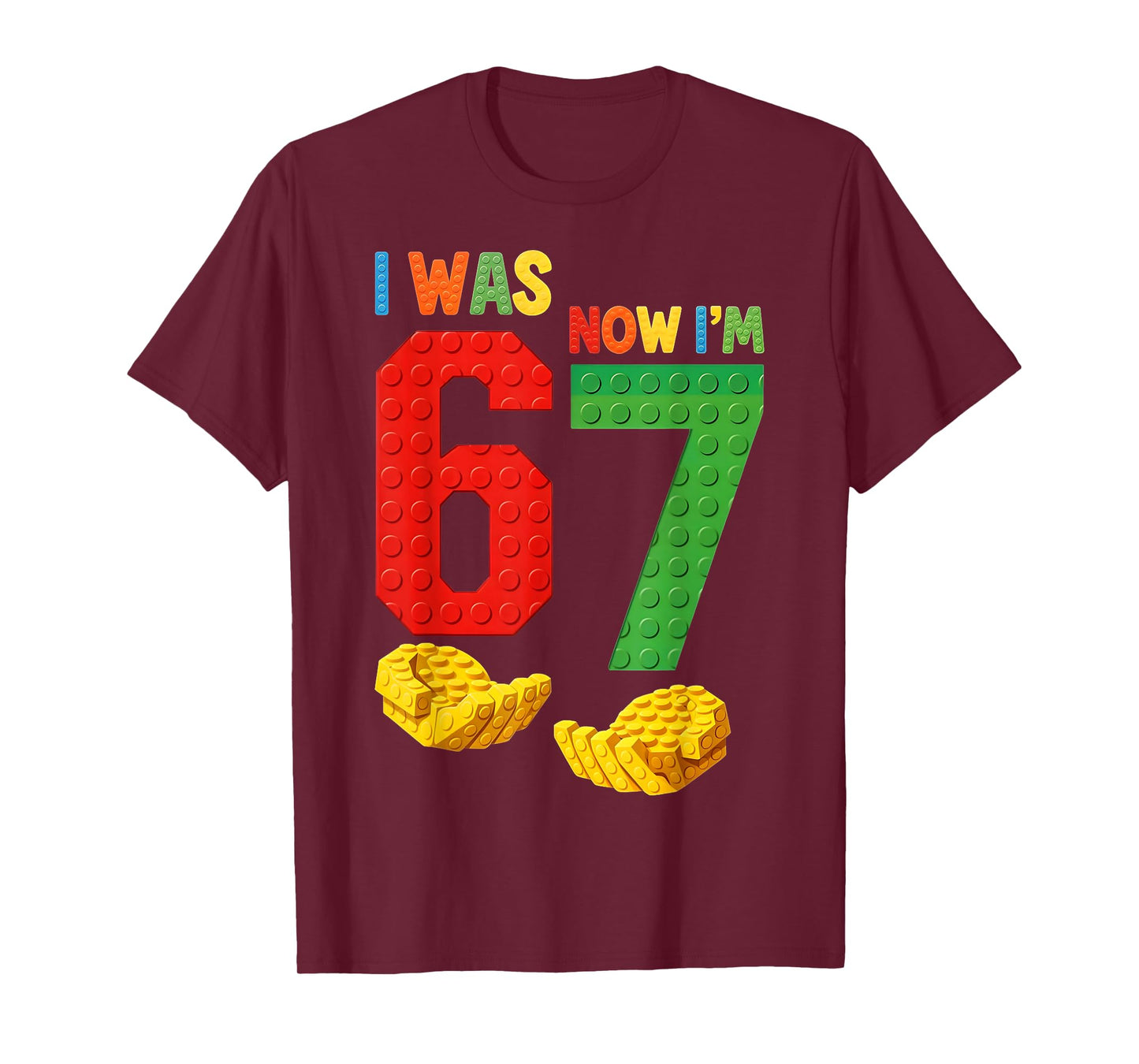 I was 6 Now I'm 7 Building Blocks Birthday Boy Gift for Kids T-Shirt