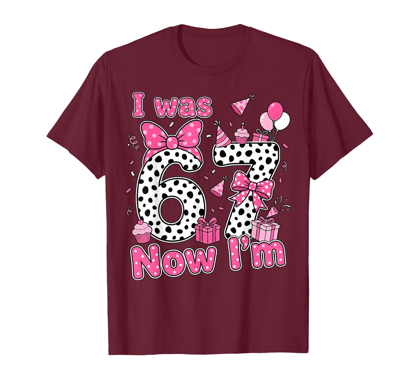 I was 6 Now I'm 7 Cute Birthday Girl Gifts for Girls Kids T-Shirt