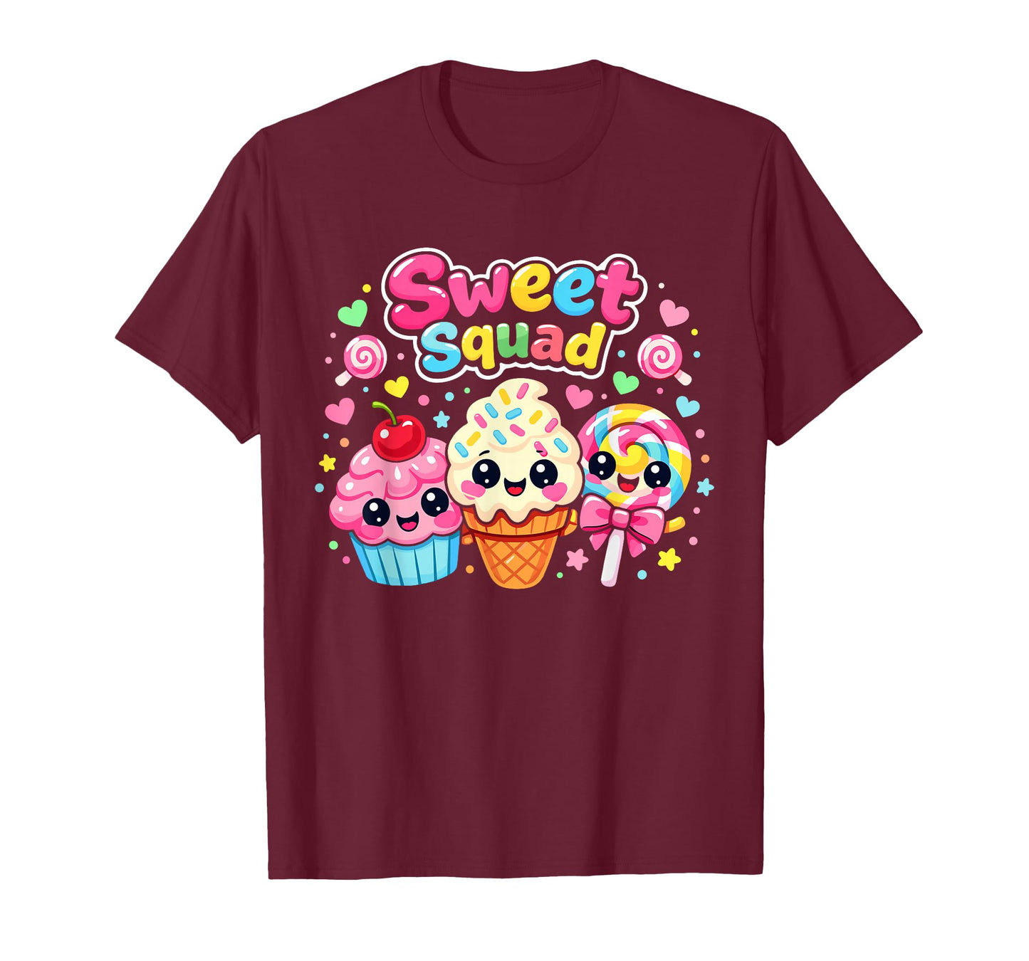 Sweet Squad Kawaii Dessert Cupcake Ice Cream Lollipop Kids T-Shirt