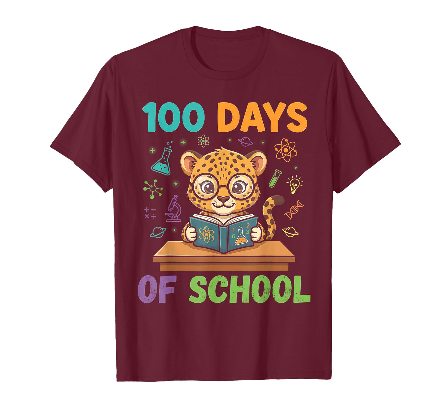 Funny Cheetah 100th Day of School Teacher Womens Mens Kids T-Shirt