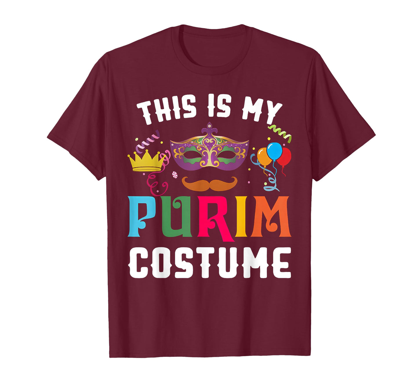 This is My Purim Costume Jewish Holiday Mask Carnival Party T-Shirt