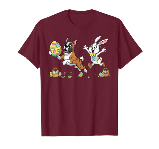 Funny Boxer Dog Bunny Easter Egg Kids Mens Womens Easter Day T-Shirt