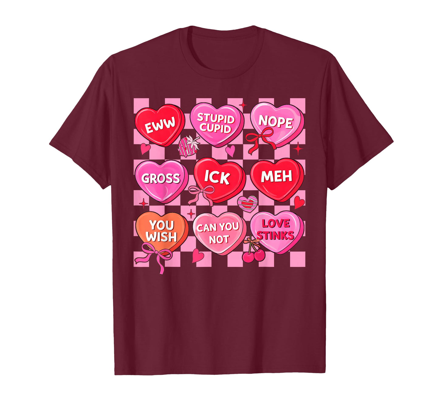 Valentine Nurse Conversation Hearts Women Girl Coquette Bow T-Shirt