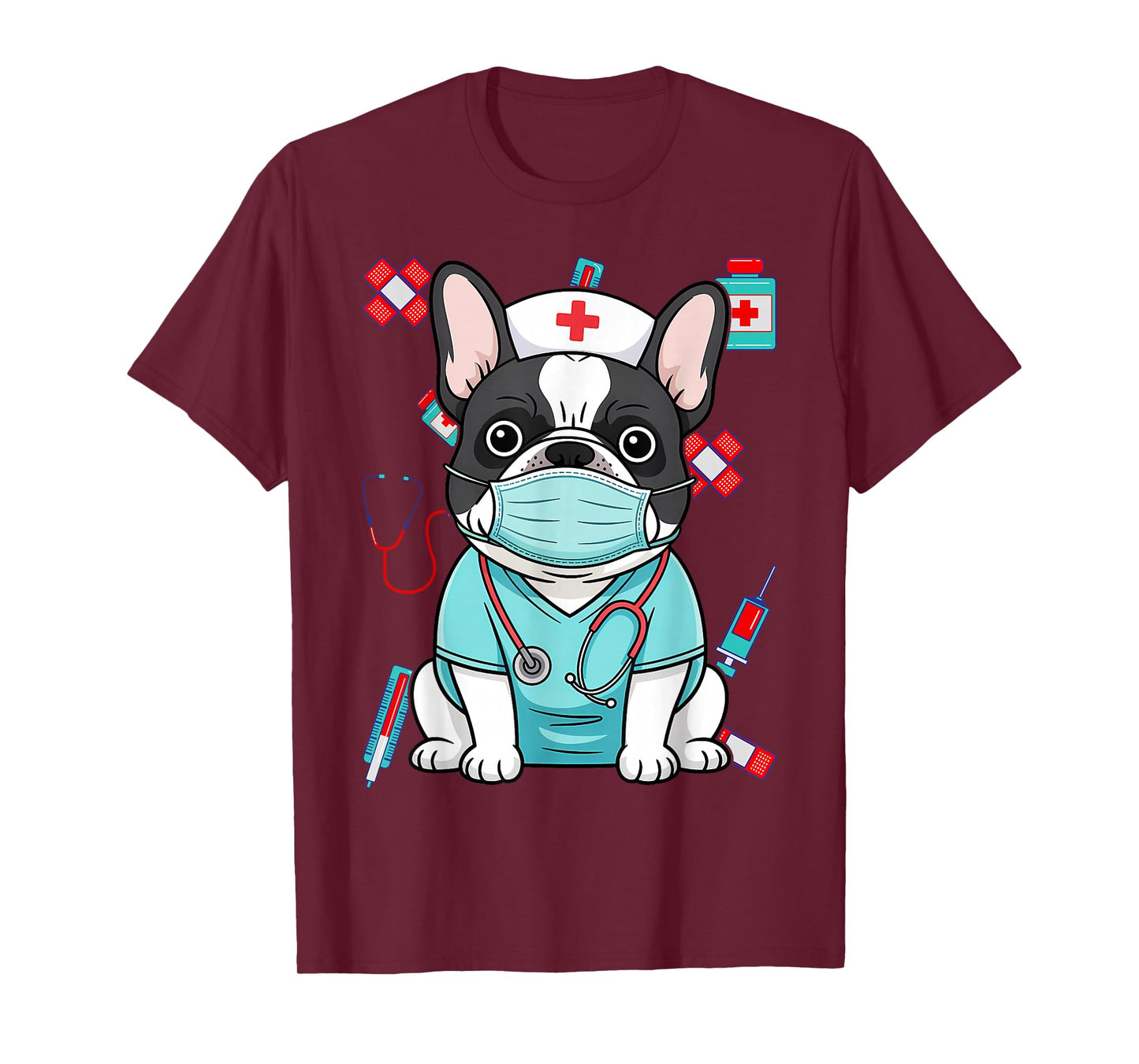Hospital French Bulldog ER RN LPN Nurse Life Dog Lover T-Shirt