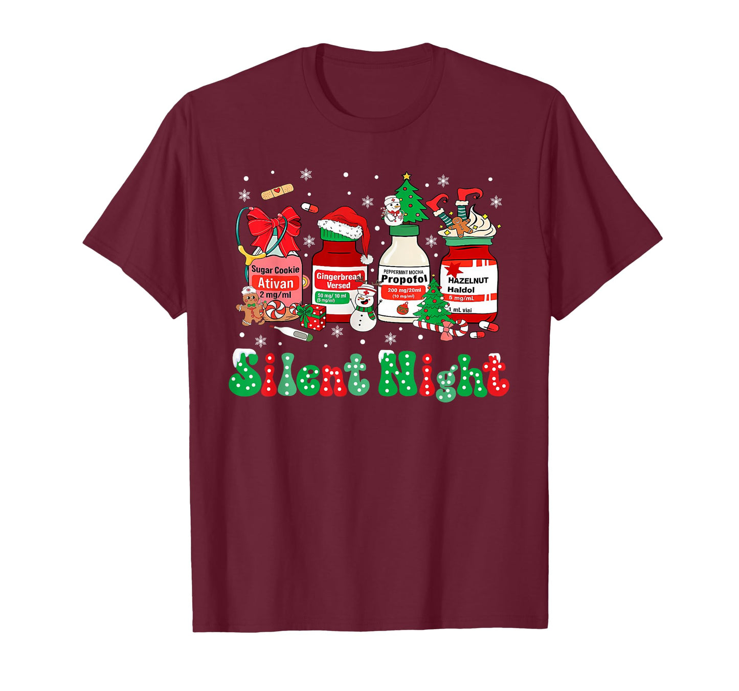 Retro Propofol Silent Night ICU Nurses Funny Merry Christmas T-Shirt