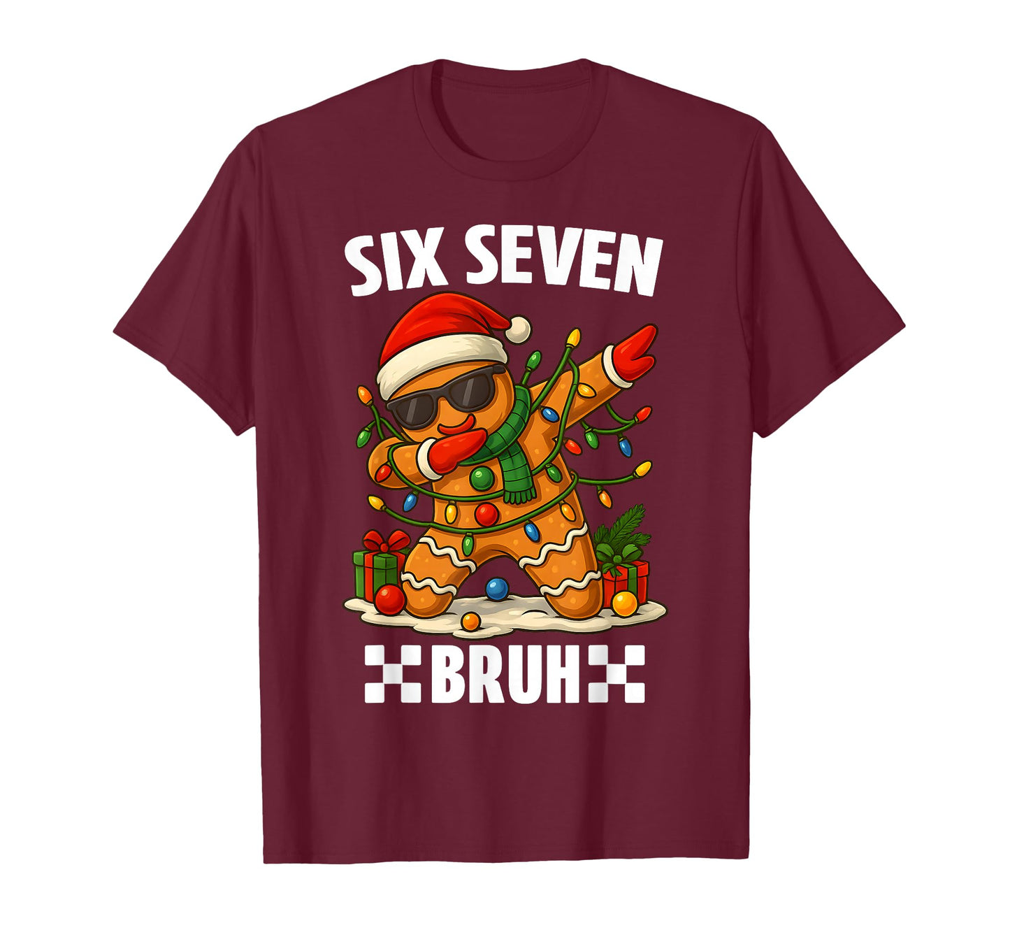 67 Six Seven Bruh Funny Christmas Dabbing Gingerbread Meme T-Shirt