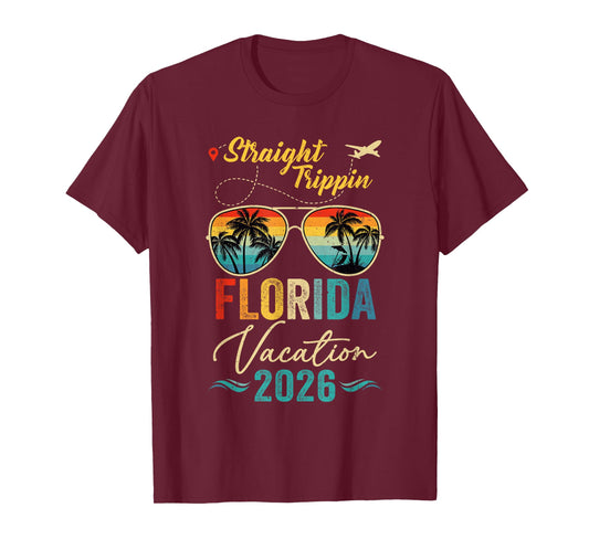 Straight Trippin Florida 2026 Family Summer Vacation T-Shirt