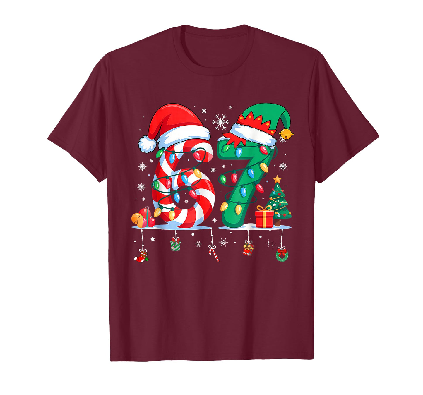 67 Six Seven Xmas Funny Christmas 6 7 Meme Men Women Kids T-Shirt