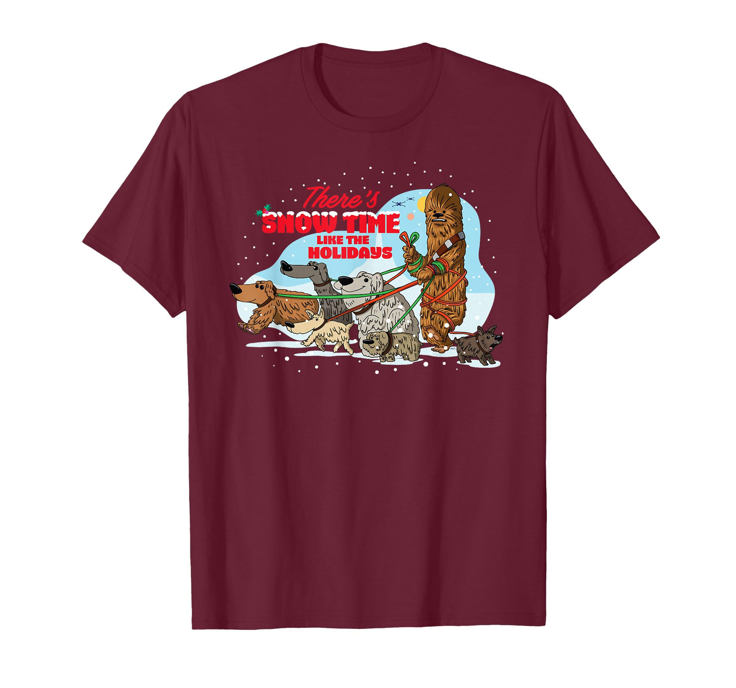Star Wars Holiday Chewbacca Dog Walker Snow Funny Christmas T-Shirt