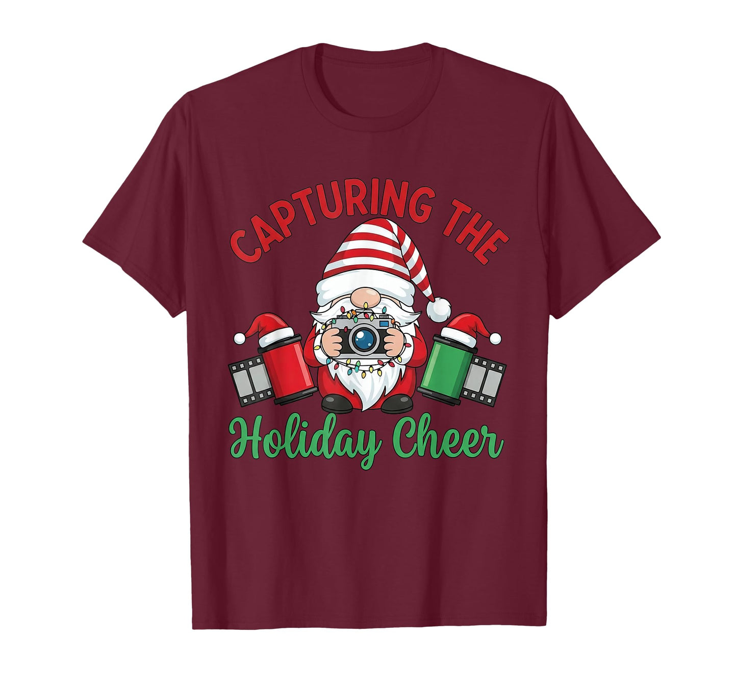 Capturing The Holiday Cheer Christmas Gnome Photographer T-Shirt