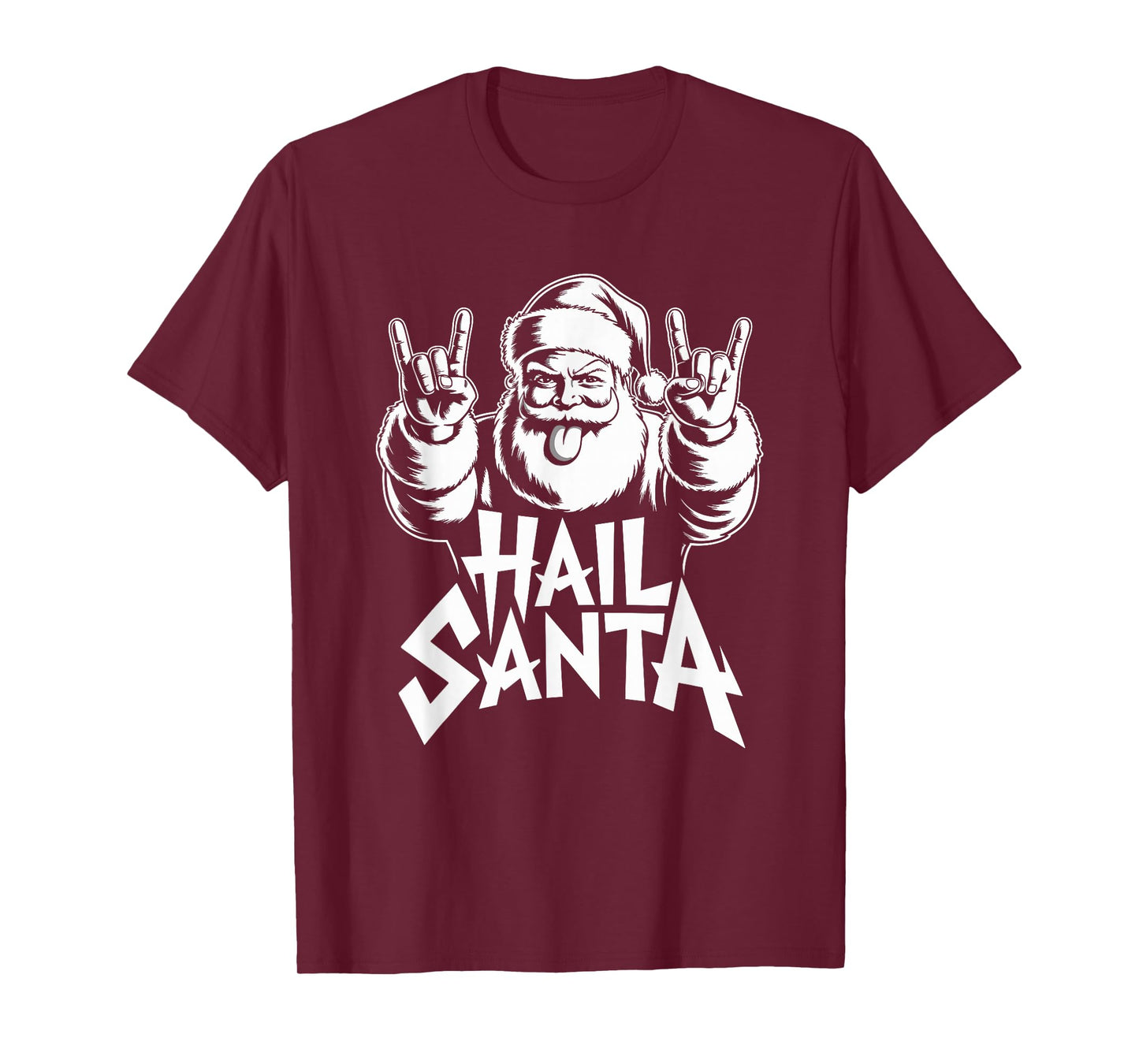 Hail Santa Rocking Christmas Rock and Roll Fun Music Xmas T-Shirt