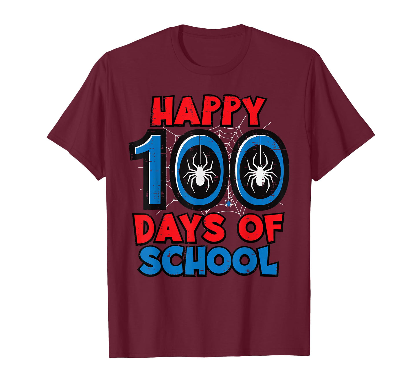 Happy 100 Days of School Spider 100th Day Boy Kids Men Women T-Shirt