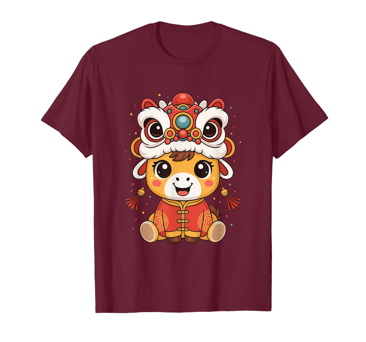 Lunar New Year 2026 Kawaii Chinese Zodiac Horse Lion Dance T-Shirt