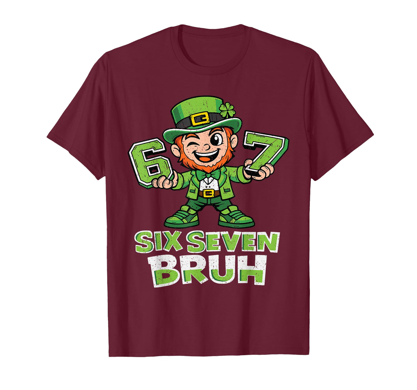 Boys St Patricks Day Six Seven Bruh 6 7 Saint Patricks Kids T-Shirt