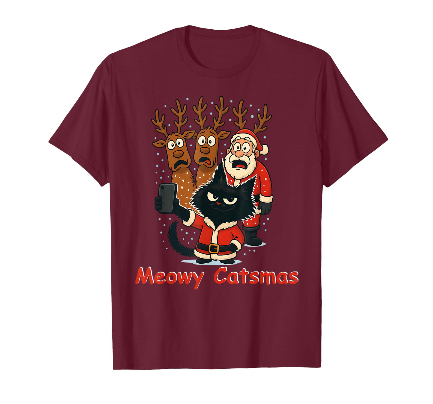 Meowy Catsmas Cats Christmas Funny Holiday Cat T-Shirt