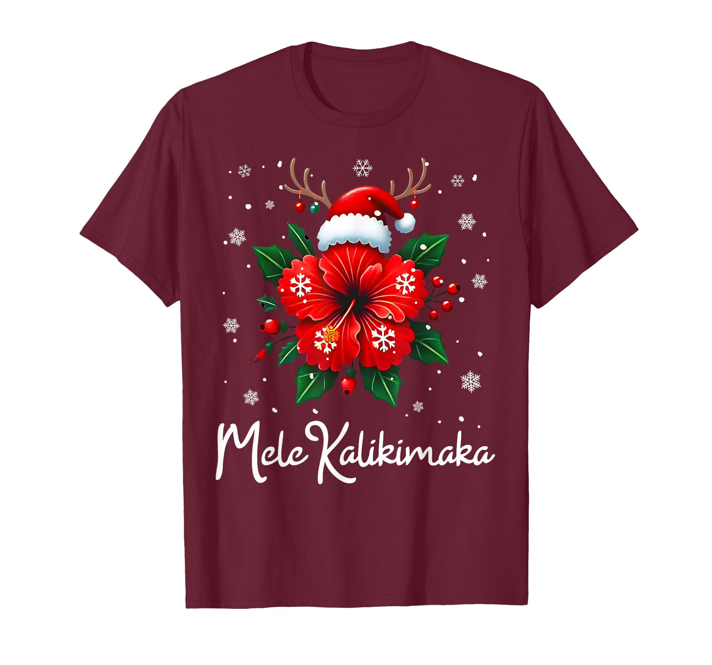 Mele Kalikimaka Hawaiian Christmas Tropical Floral Xmas T-Shirt