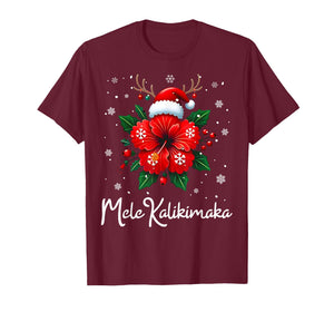 Mele Kalikimaka Hawaiian Christmas Tropical Floral Xmas T-Shirt