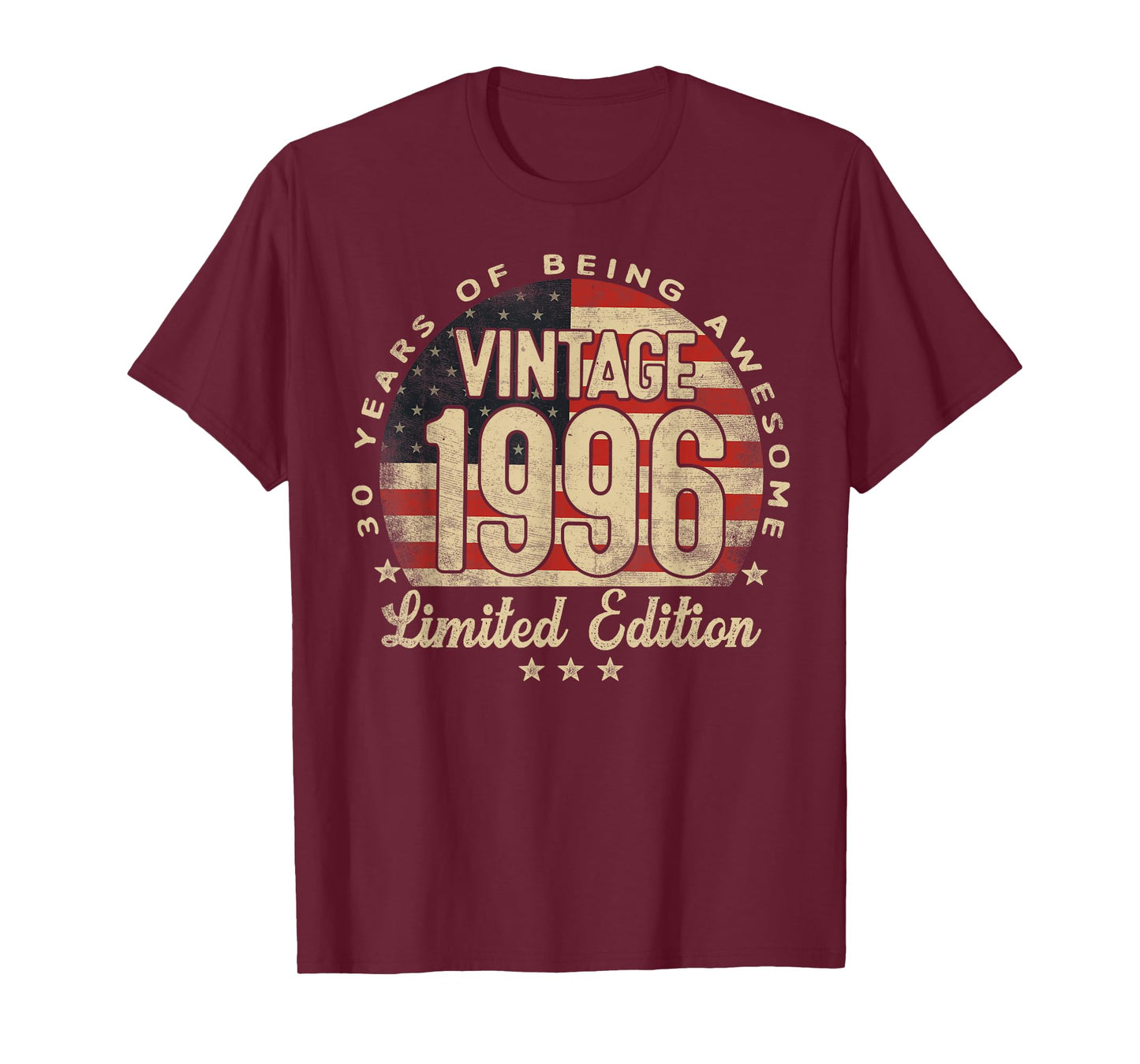 Vintage 1996 Limited Edition USA Flag 30-Year-Old Age 30 T-Shirt