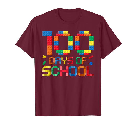 Master Builder 100 Days of School Shirt Kids Building Blocks T-Shirt