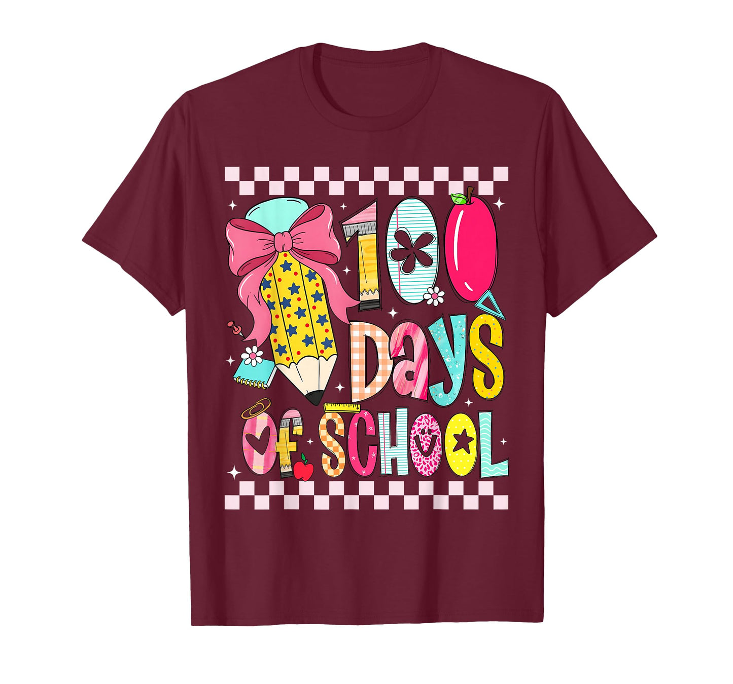Happy 100 Days of School Coquette Bow Pencil Teacher Student T-Shirt
