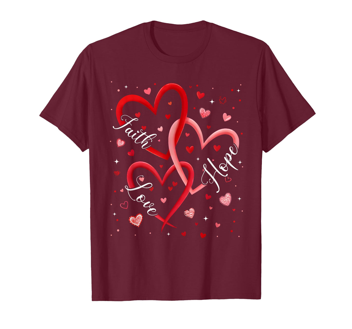 Christian Faith Hope Love Hearts Religious Valentine Day T-Shirt