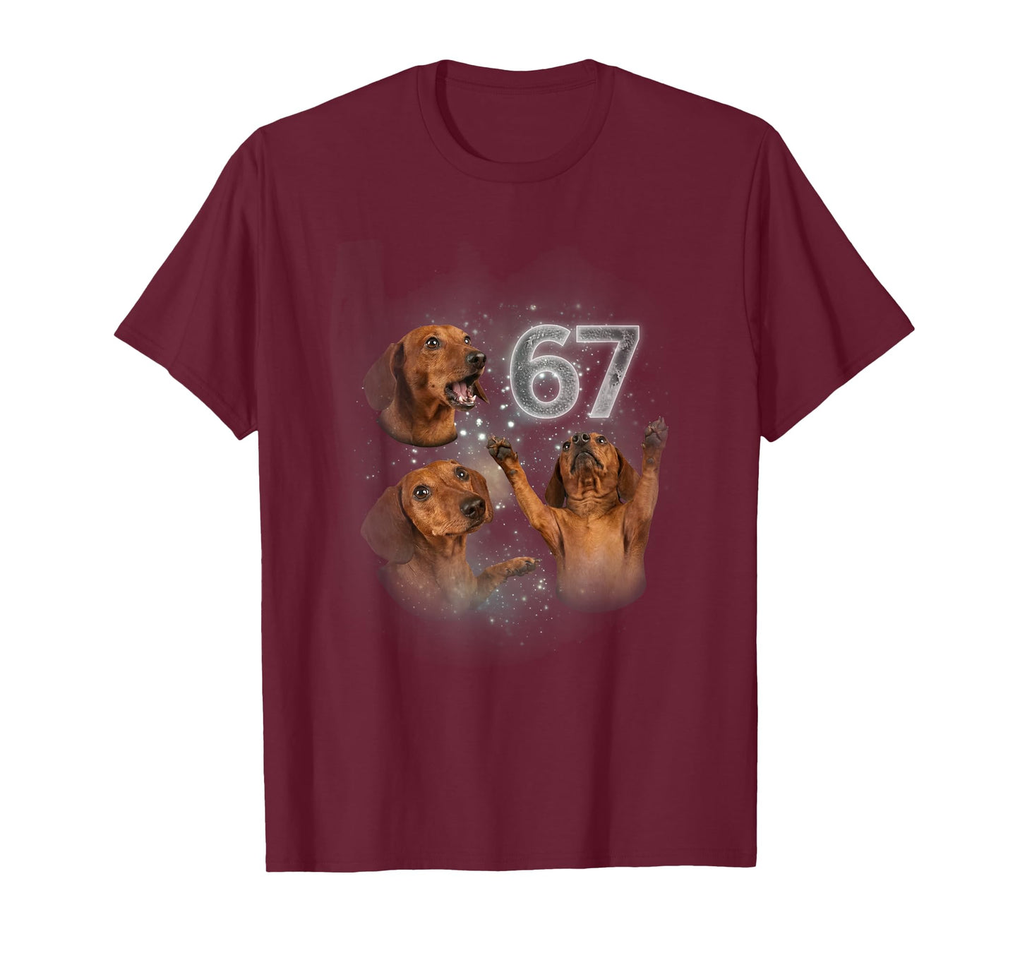 67 Funny Dachshund Howling at The Moon Meme 6 7 Dog Design T-Shirt