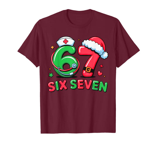 67 Meme Six Seven Women Men Nurse Christmas Matching Family T-Shirt