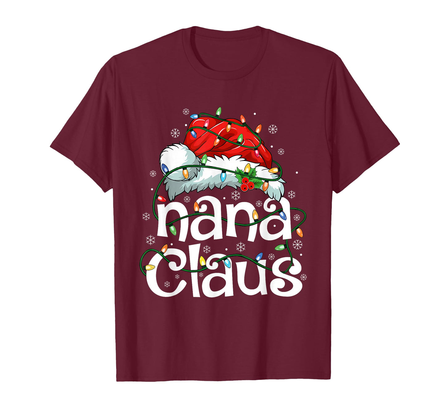Nana Claus Christmas Lights Santa Pajama Family Matching T-Shirt