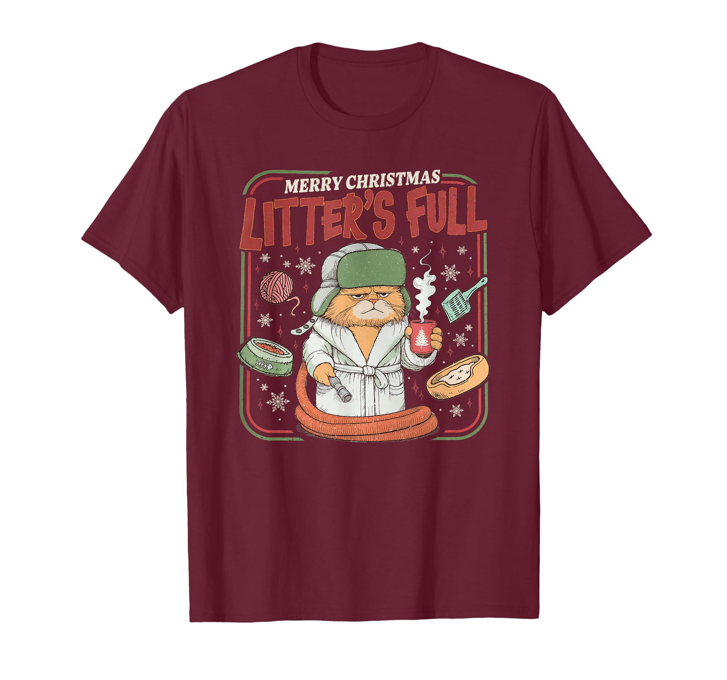 Litter's Full Merry Christmas Funny Cat Lovers Holidays Xmas T-Shirt
