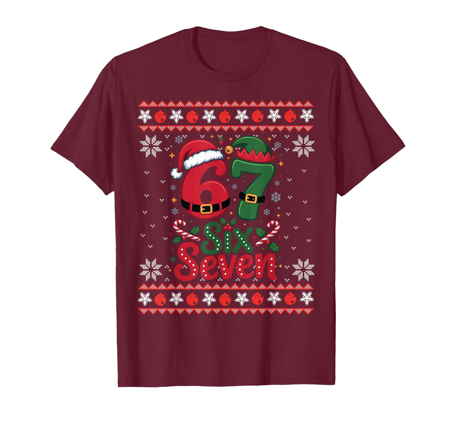 Six Seven Christmas 6 7 Ugly Christmas Sweater Boys Men Kids T-Shirt