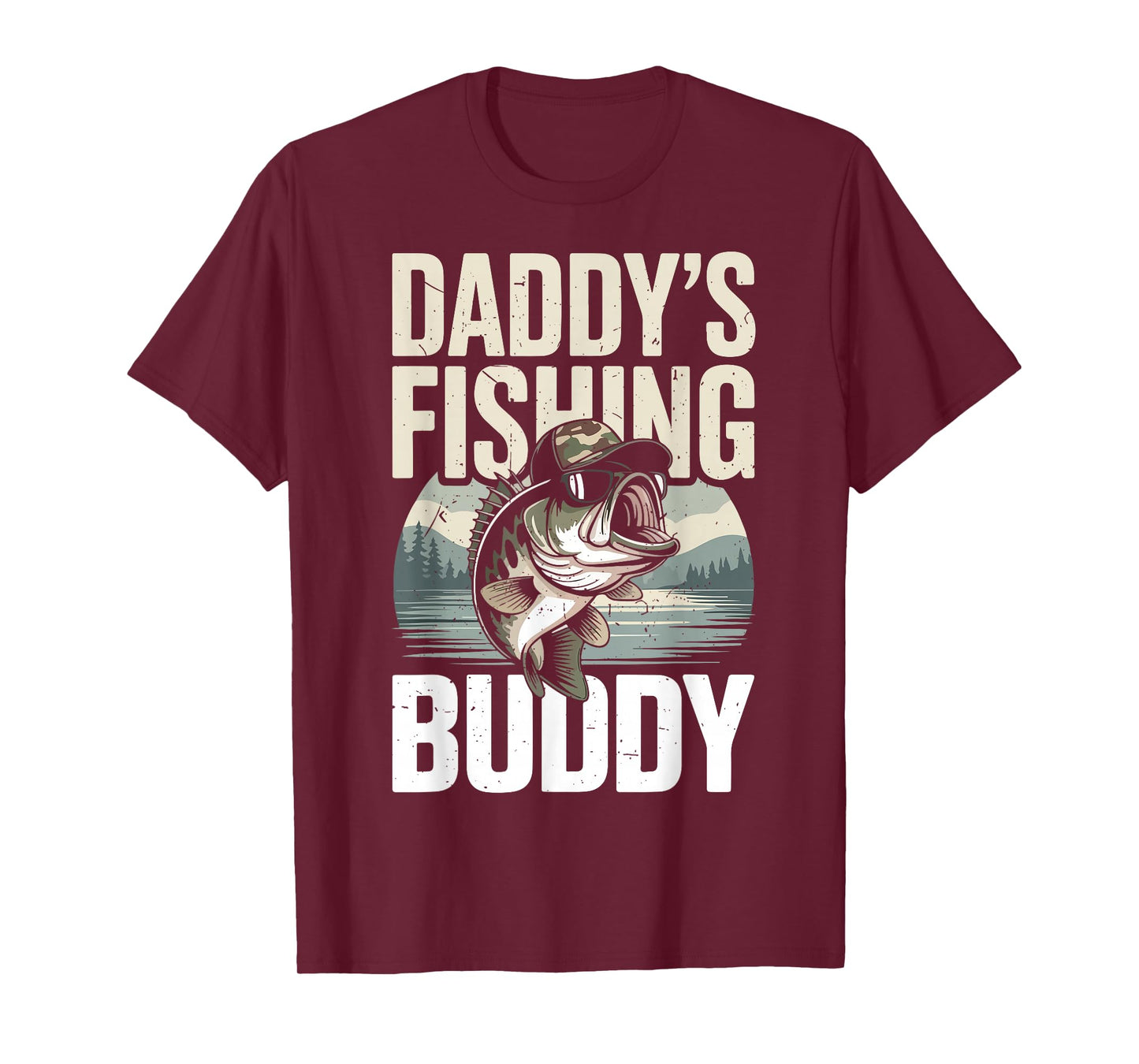 Youth Boy Fishing Camo Bass Fish Daddy's Fishing Buddy Kids T-Shirt