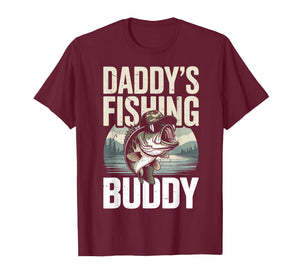 Youth Boy Fishing Camo Bass Fish Daddy's Fishing Buddy Kids T-Shirt