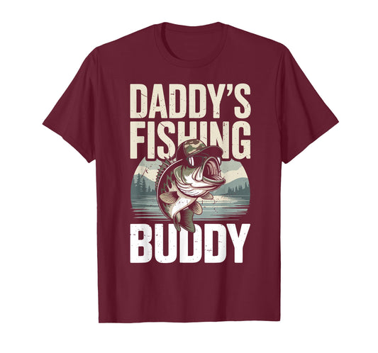 Youth Boy Fishing Camo Bass Fish Daddy's Fishing Buddy Kids T-Shirt