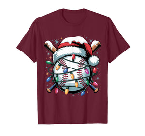 Christmas Baseball Boy Youth Kid Men Santa Hat Xmas Baseball T-Shirt