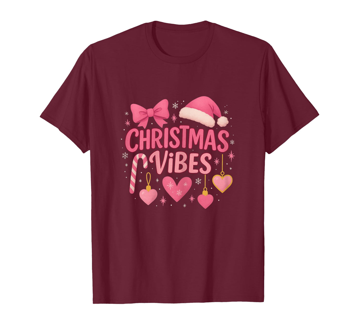 Christmas Vibes Women Candy Cane Holiday Girls T-Shirt