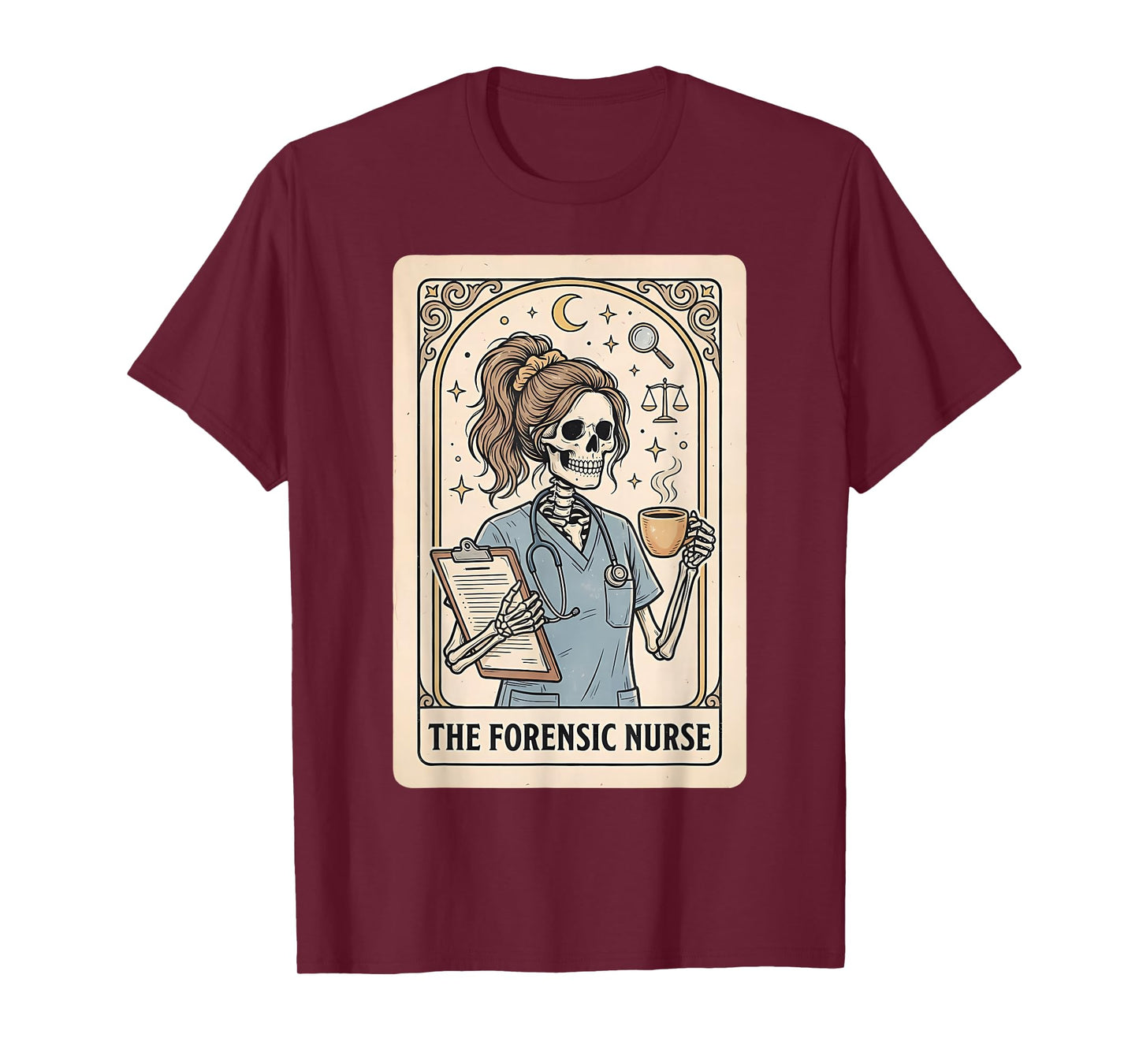 Forensic Nurse Tarot Card Skeleton Psychology Correctional T-Shirt