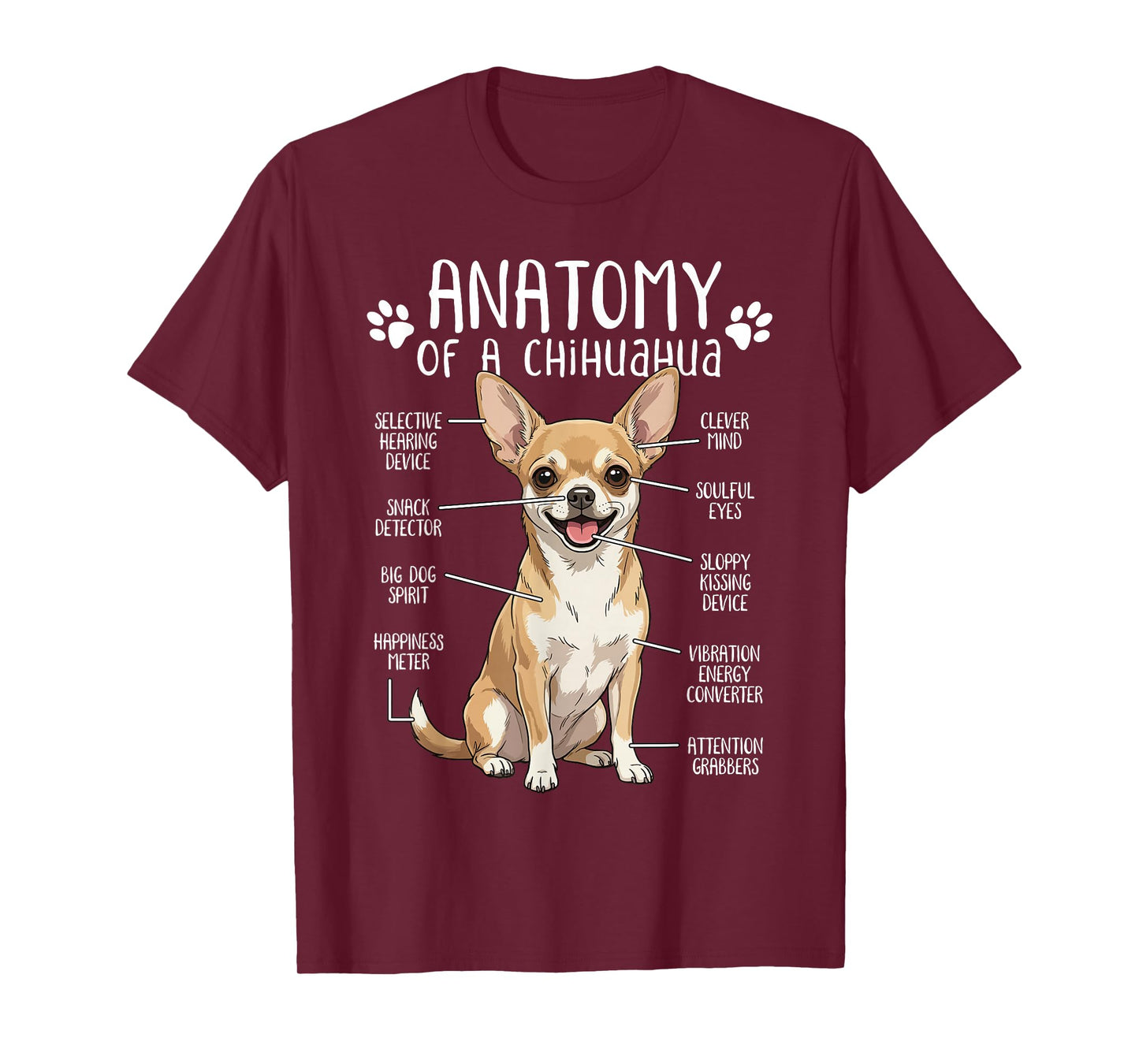 Funny Chihuahua Anatomy of A Chihuahua Dog Owner Pet Lover T-Shirt