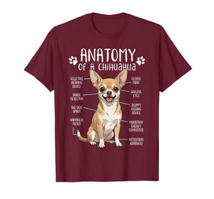 Funny Chihuahua Anatomy of A Chihuahua Dog Owner Pet Lover T-Shirt