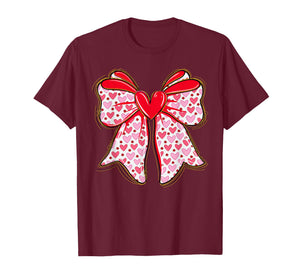 Valentine Hearts Coquette Bow Women Girls T-Shirt