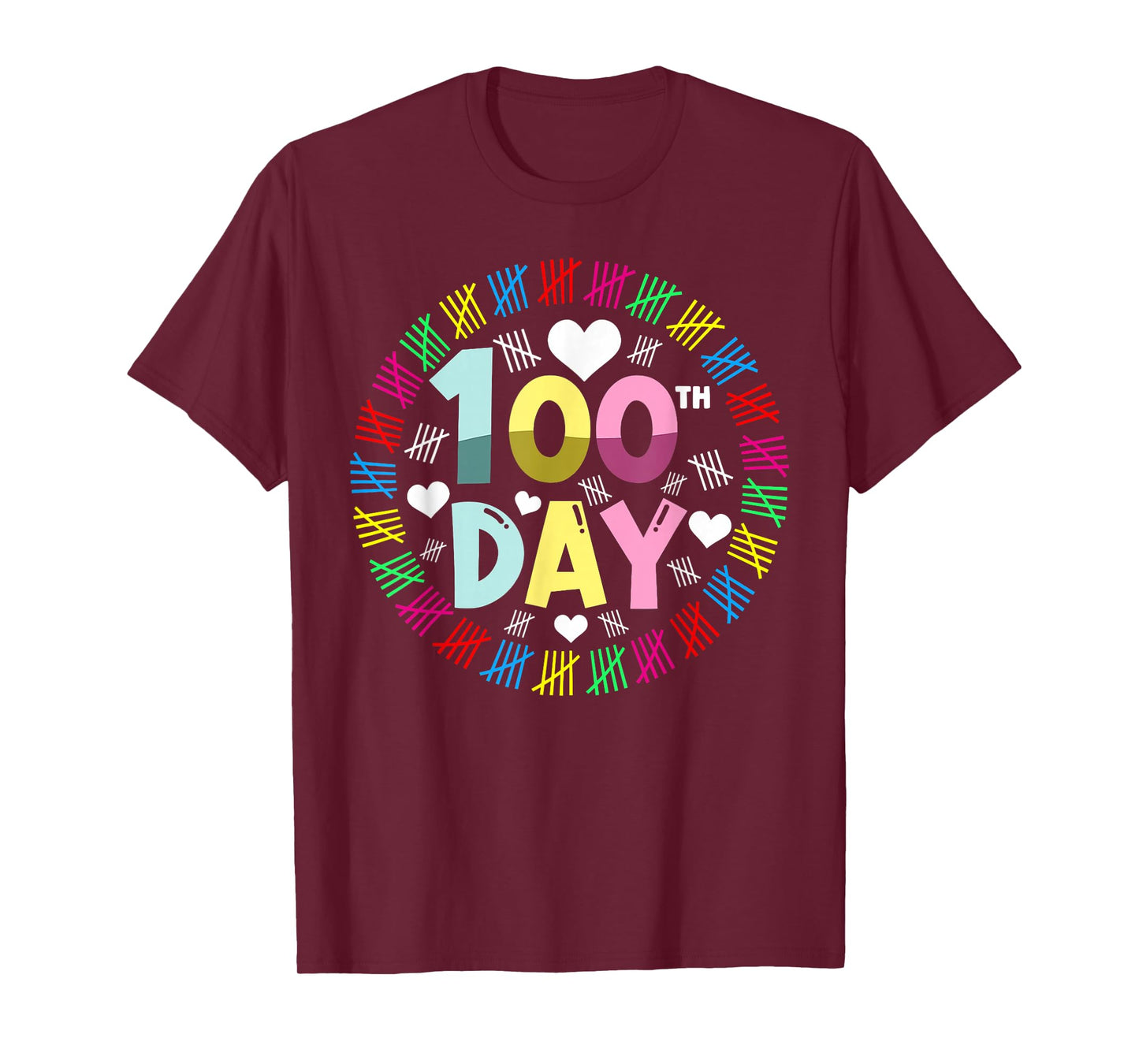 100 Days of School Colorful Tally Marks Kids T-Shirt