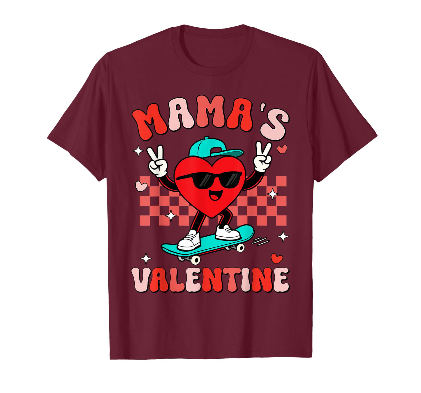 Groovy Heart Mama's Valentine Mom for Boys Girls Kid Toddler T-Shirt