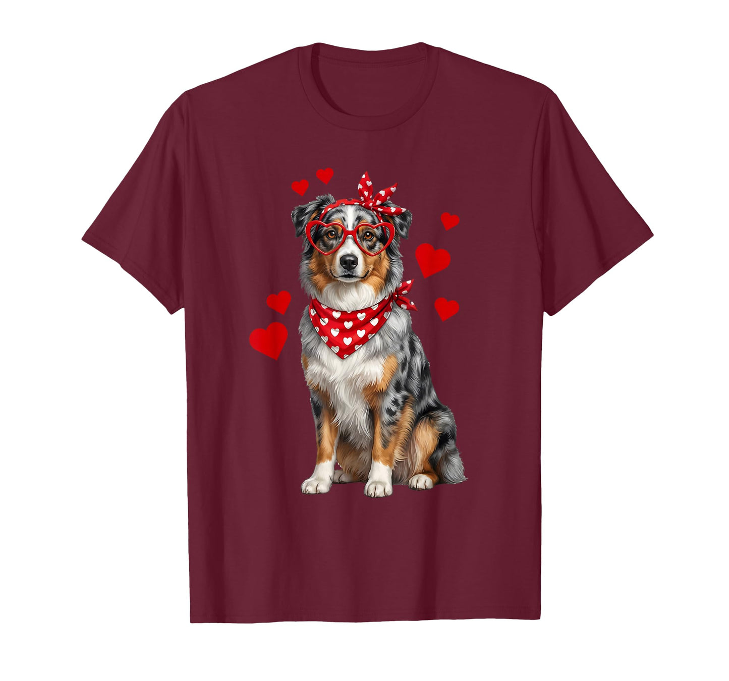 Australian Shepherd Valentines Day Dog Lover Heart T-Shirt