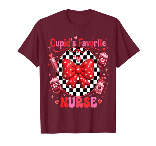 Cute Cupid’s Favorite Nurse Valentine Nursing Hearts Nurses T-Shirt