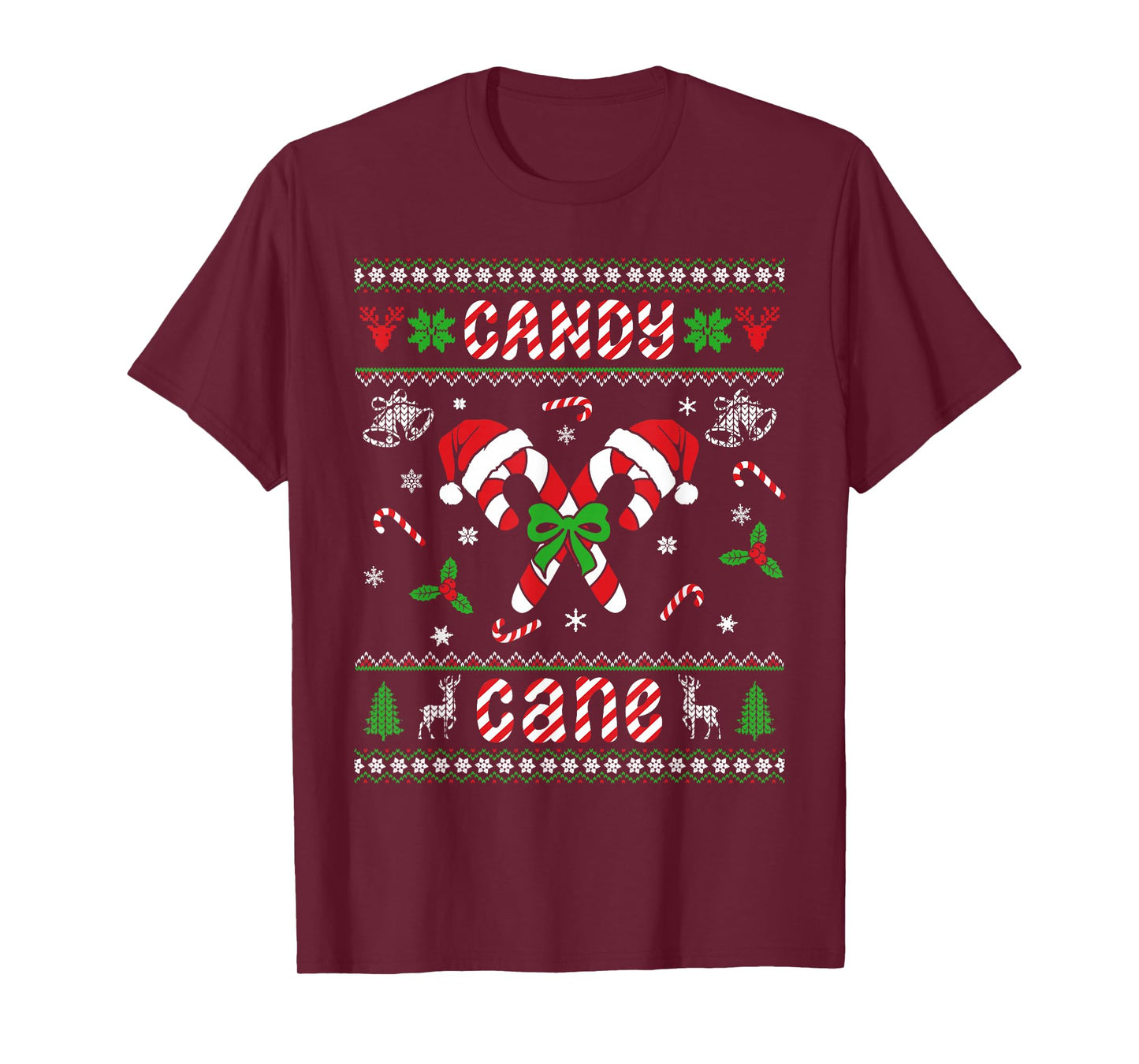 Ugly Christmas Sweaters Candy Cane Love Boys Girls Men Women T-Shirt
