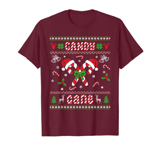 Ugly Christmas Sweaters Candy Cane Love Boys Girls Men Women T-Shirt