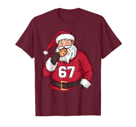 Funny 6 7 Meme Brainrot Santa Claus for Boys Kids Christmas T-Shirt