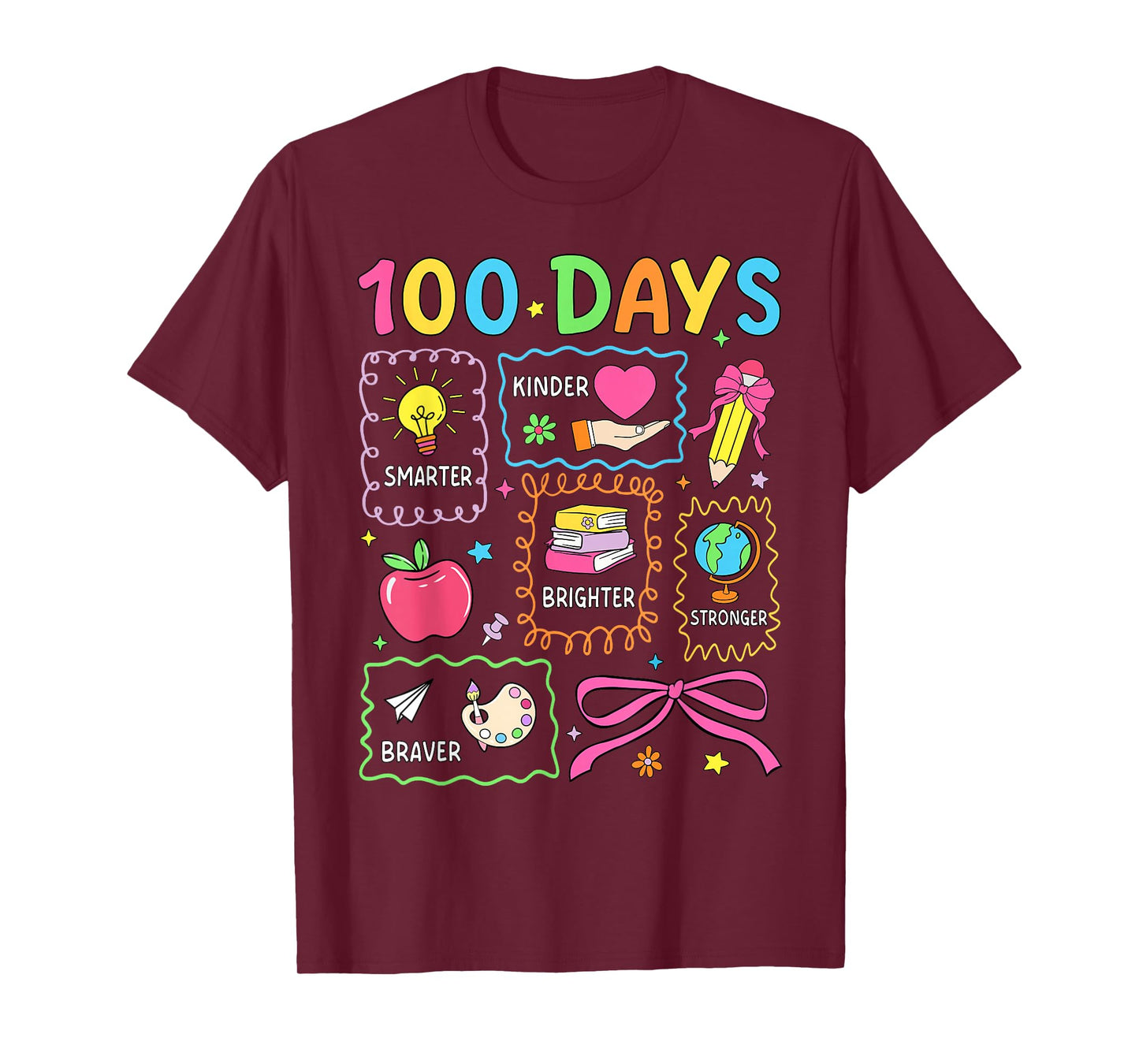 Preppy 100 Days of School 100th Day of School Kids Boys Girl T-Shirt
